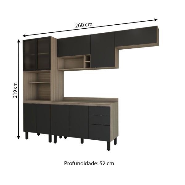 Imagem de Cozinha Completa Alice 10 Portas 2 Gavetas Marrom/Grafite - Panorama Móveis