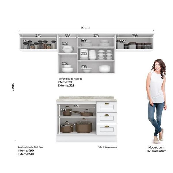 Imagem de Cozinha Completa Americana 4 Peças Branco - Móveis Henn