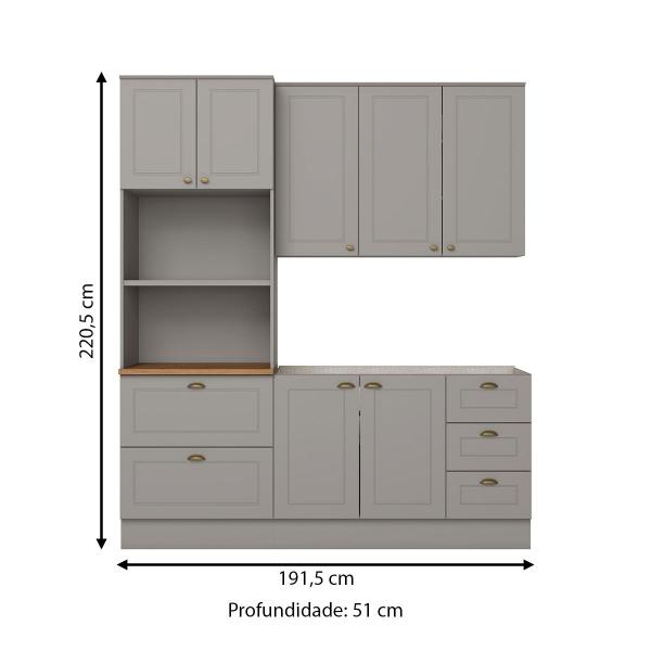 Imagem de Cozinha Completa Americana 7 Portas 5 Gavetas 100% Mdf  Cinza/Nature - Henn