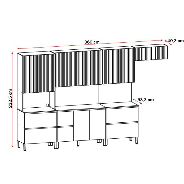 Imagem de Cozinha Completa Art 12 Portas 4 Gavetas Freijó/ártico/Soft - Kits Paraná