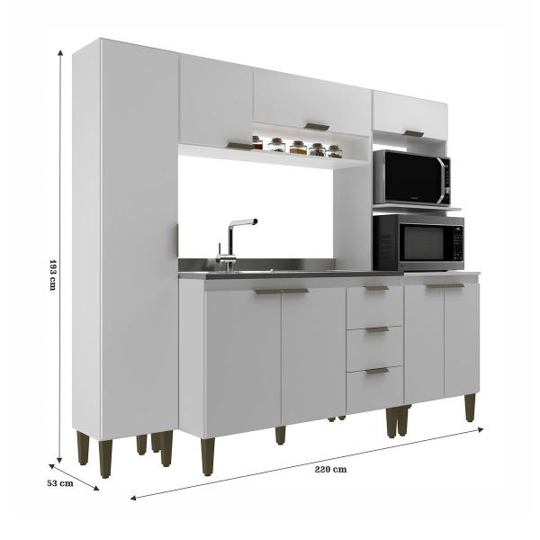 Imagem de Cozinha Completa Carol 8 Portas 3 Gavetas Branco - Jcarvalho