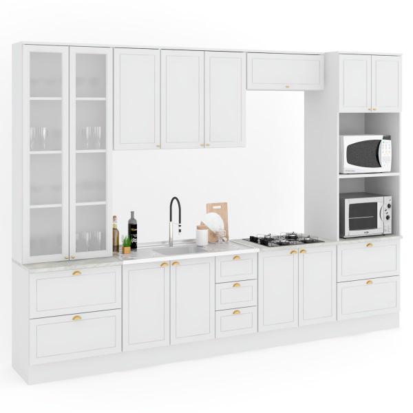 Imagem de Cozinha Completa Chicago 12 Portas 7 Gavetas 100% Mdf Americana Branco - Panorama Móveis