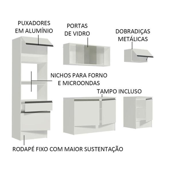 Imagem de Cozinha Completa Compacta Madesa Topazio com Armário, Balcão e Tampo