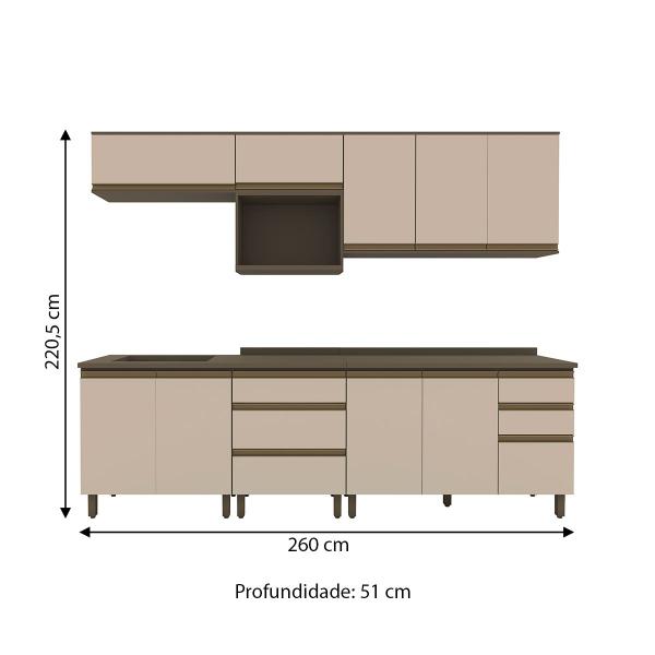 Imagem de Cozinha Completa Connect 10 Portas 5 Gavetas 100% Mdf Ce802 Duna/Cristal - Henn