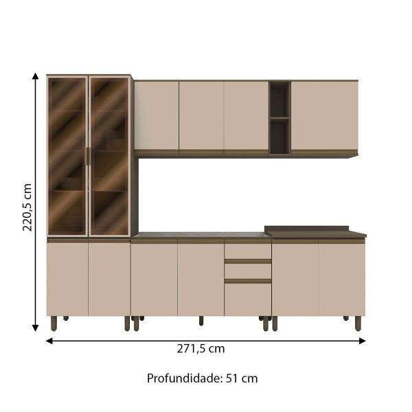 Imagem de Cozinha Completa Connect 13 Portas 2 Gavetas 100% Mdf Duna/Cristal - Henn