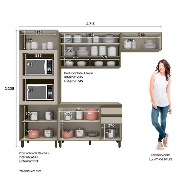 Imagem de Cozinha Completa Connect 4 Peças com Torre Quente 2 Fornos - Móveis Henn 