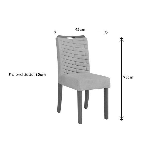 Imagem de Cozinha Completa Dala Tampo Madeirado c/ Vidro Curvo 180x90cm e 6 Cadeiras Julia Freijo/Off White - Suede Lunar - DJ Móveis