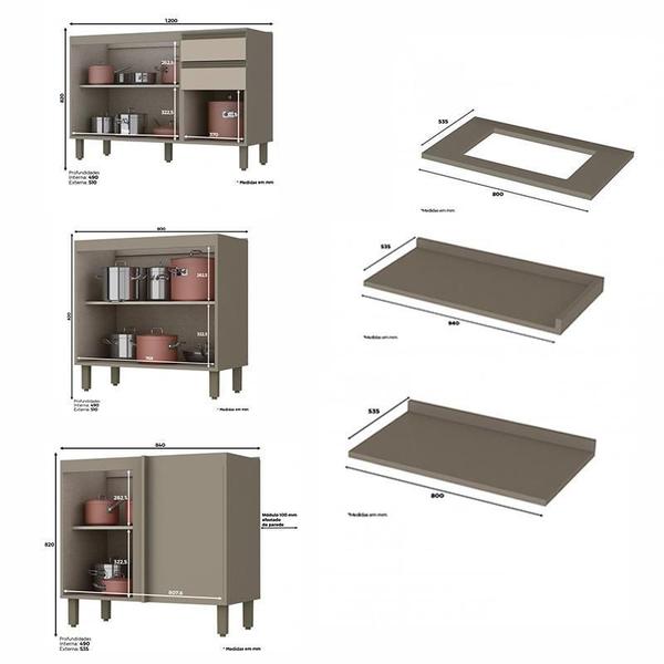 Imagem de Cozinha Completa de Canto 9 Peças Connect com Aéreo Vidro Basculante - Móveis Henn 