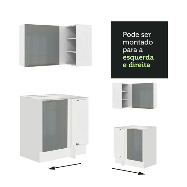 Imagem de Cozinha Completa de Canto Madesa Lux 546003 com Armário e Balcão - Branco/Cinza