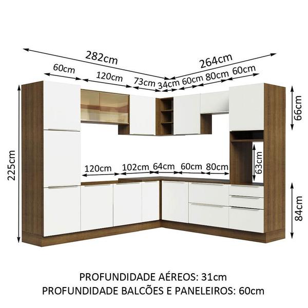 Imagem de Cozinha Completa de Canto Madesa Lux com Armário e Balcão - Rustic/Branco Veludo