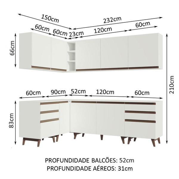 Imagem de Cozinha Completa de Canto Madesa Reims 382002 com Armário e Balcão - Branco