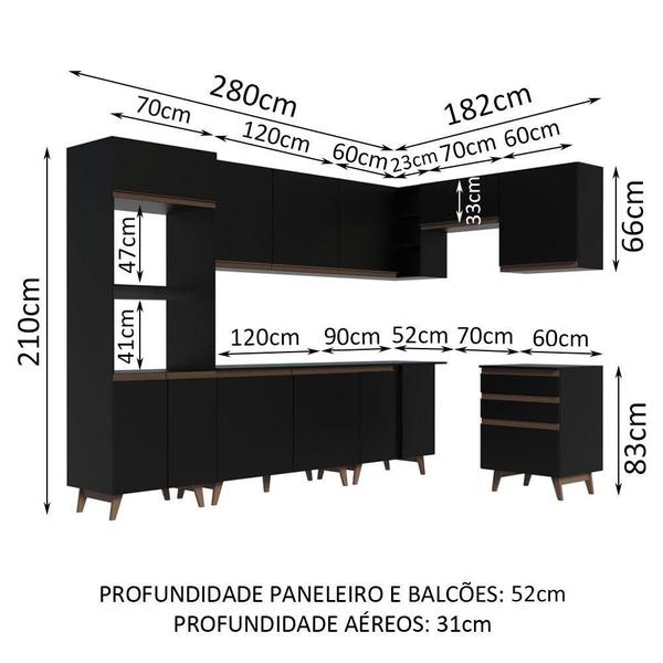 Imagem de Cozinha Completa de Canto Madesa Reims 462002 com Armário e Balcão - Preto