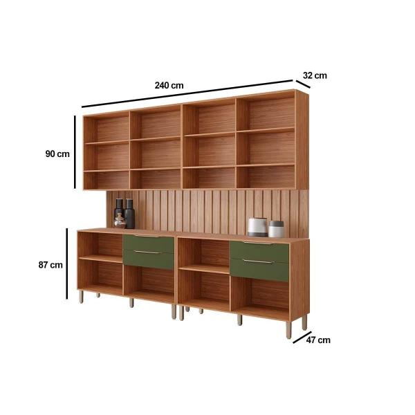 Imagem de Cozinha Completa Divina 6 Peças (2Aéreos+2Balcões+2Complementos) CZ005 Freijo/Titanium - MGM