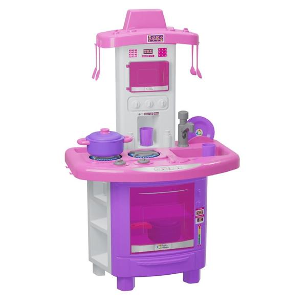 Imagem de Cozinha Completa Kit Fogão Infantil de Brinquedo Sai Agua Pais e Filhos 790347