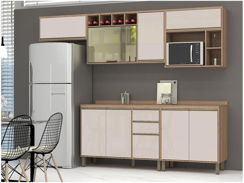 Cozinha Completa Luciane Parma com Balcão para Pia e Nicho para Micro-ondas 8 Portas Cozinha Completa Luciane Parma com Balcão para Pia e Nicho para Micro-ondas 8 Portas