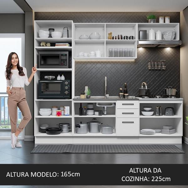 Imagem de Cozinha Completa Madesa Agata 270001 com Armário e Balcão (Sem Tampo e Pia) - Branco