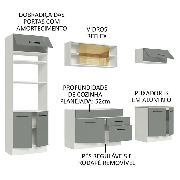 Imagem de Cozinha Completa Madesa Agata 270003 com Armário e Balcão (Sem Tampo e Pia) - Branco/Cinza