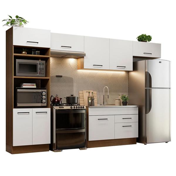 Imagem de Cozinha Completa Madesa Agata 350001 com Armário e Balcão (Sem Tampo e Pia) - Rustic/Branco