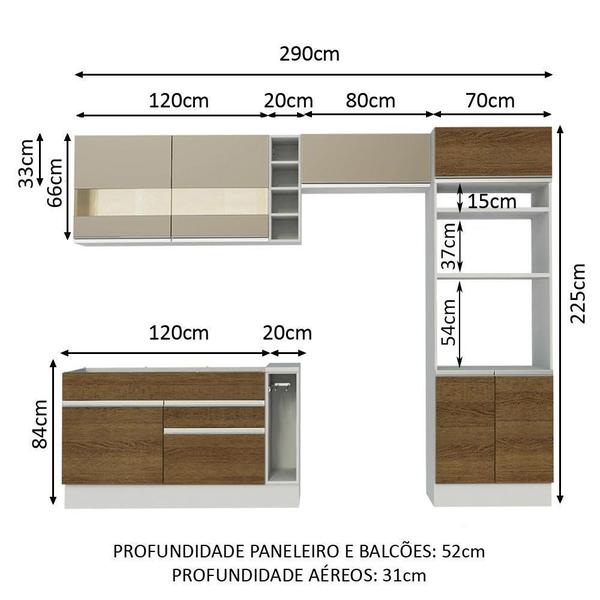 Imagem de Cozinha Completa Madesa Cristal com Armário e Balcão (Sem Tampo e Pia)