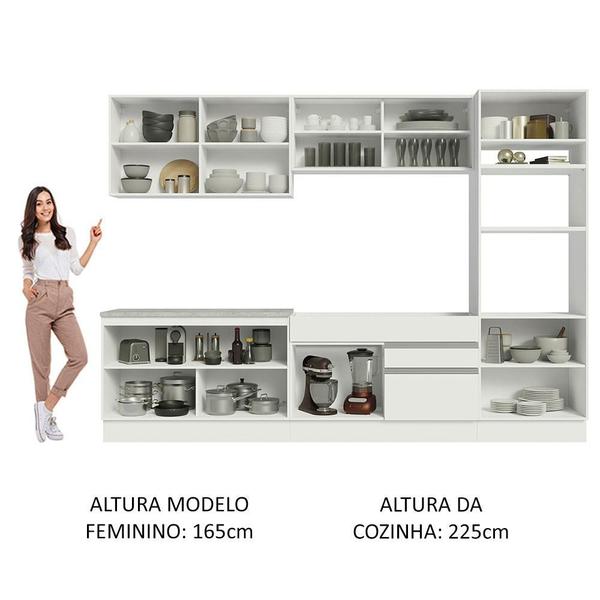 Imagem de Cozinha Completa Madesa Glamy 310001 com Armário e Balcão (Sem Tampo e Pia) - Branco