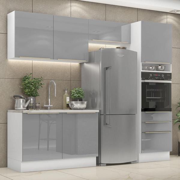 Imagem de Cozinha Completa Madesa Lux 260005 com Armário e Balcão - Branco/Cinza