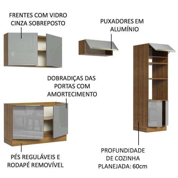 Imagem de Cozinha Completa Madesa Lux 270001 com Armário e Balcão - Rustic/Cinza