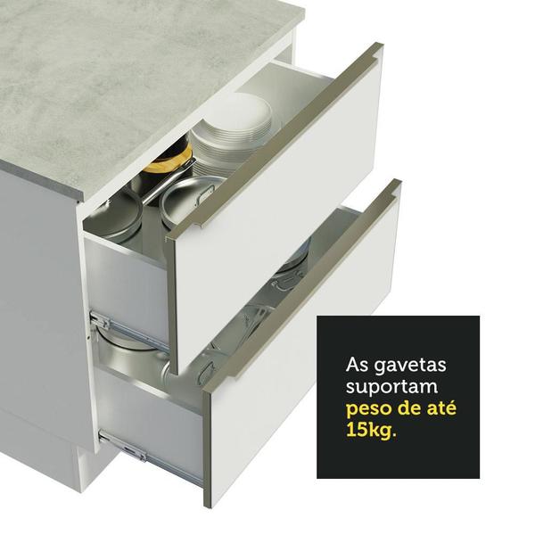 Imagem de Cozinha Completa Madesa Lux 320004 com Armário e Balcão - Branco/Branco Veludo