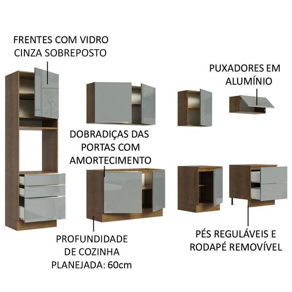 Imagem de Cozinha Completa Madesa Lux 320004 com Armário e Balcão - Rustic/Cinza