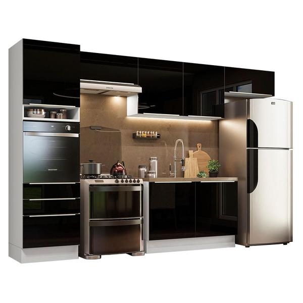 Imagem de Cozinha Completa Madesa Lux 340001 com Armário e Balcão - Branco/Preto