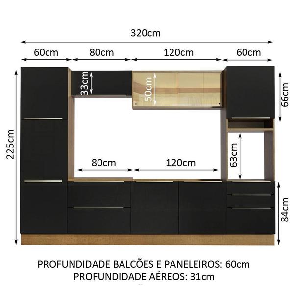 Imagem de Cozinha Completa Madesa Lux com Armário e Balcão - Rustic/Preto