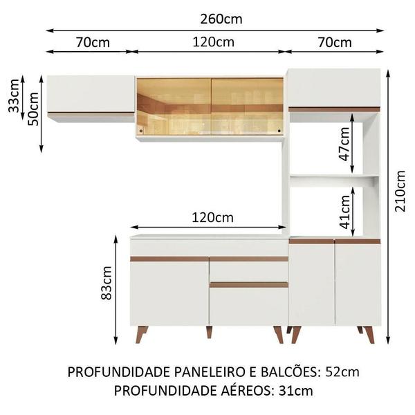 Imagem de Cozinha Completa Madesa Reims 260001 com Armário e Balcão - Branco