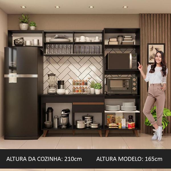 Imagem de Cozinha Completa Madesa Reims 260001 com Armário e Balcão - Preto