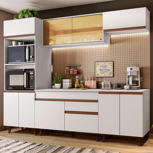 Cozinha Completa Madesa Reims 260002 com Armário e Balcão - Branco Cozinha Completa Madesa Reims 260002 com Armário e Balcão - Branco