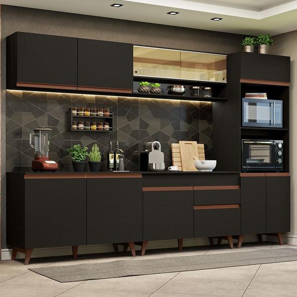 Cozinha Completa Madesa Reims 310002 com Armário e Balcão - Preto Cozinha Completa Madesa Reims 310002 com Armário e Balcão - Preto