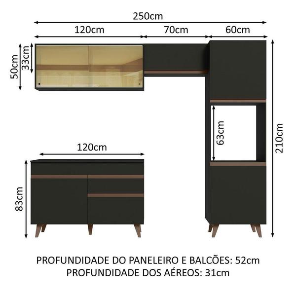 Imagem de Cozinha Completa Madesa Reims XA250003 com Armário e Balcão - Preto