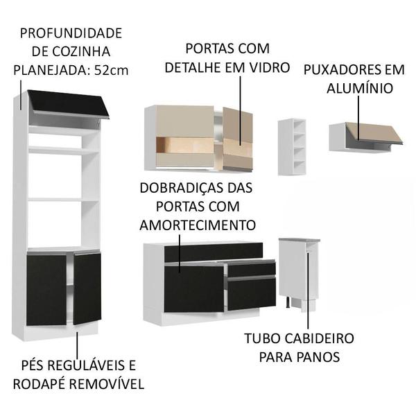 Imagem de Cozinha Completa Madesa Safira com Armário e Balcão (Sem Tampo e Pia)