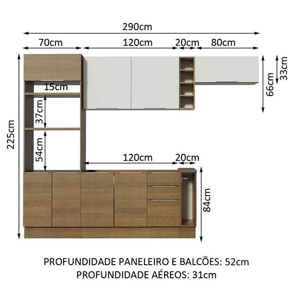 Imagem de Cozinha Completa Madesa Stella 290002 com Armário e Balcão