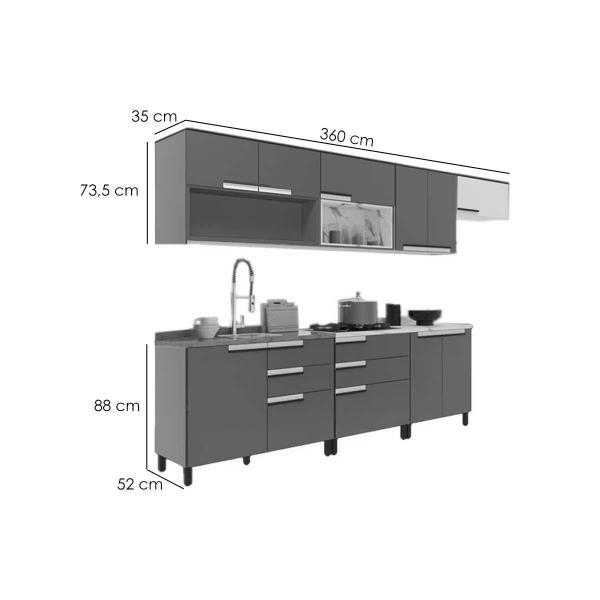 Imagem de Cozinha Completa Manhattan 9 Peças (4Aéreos+3Balcões+2Complementos) C9P155 Azul/Branco - Herval