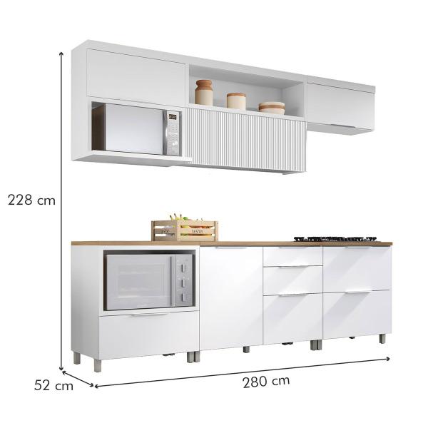 Imagem de Cozinha Completa Marquesa 5 Portas 5 Gavetas Ripado 100% Mdf Branco - Nesher