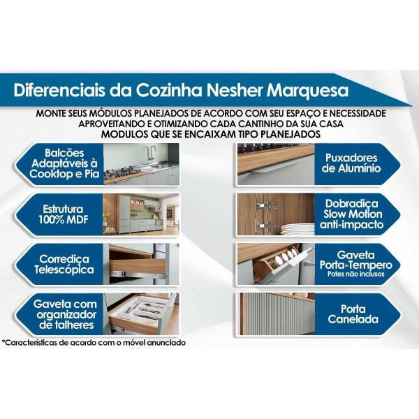 Imagem de Cozinha Completa Marquesa 6 Peças ( 3 Aéreos + 3 Balcões) C6P42 Nature/Verde - Nesher