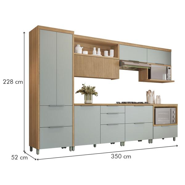 Imagem de Cozinha Completa Marquesa 7 Portas 7 Gavetas Ripado 100% Mdf Nature/Verde - Nesher