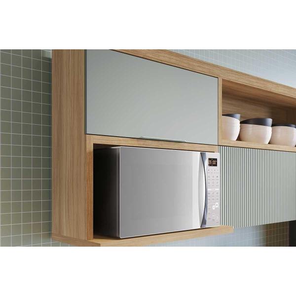 Cozinha Completa Marquesa Gourmet 5 Peças (2 Aéreos + 2 Balcões + 1 Bancada) C5P30 Nature/Verde - Nesher Imagem de Cozinha Completa Marquesa Gourmet 5 Peças (2 Aéreos + 2 Balcões + 1 Bancada) C5P30 Nature/Verde - Nesher