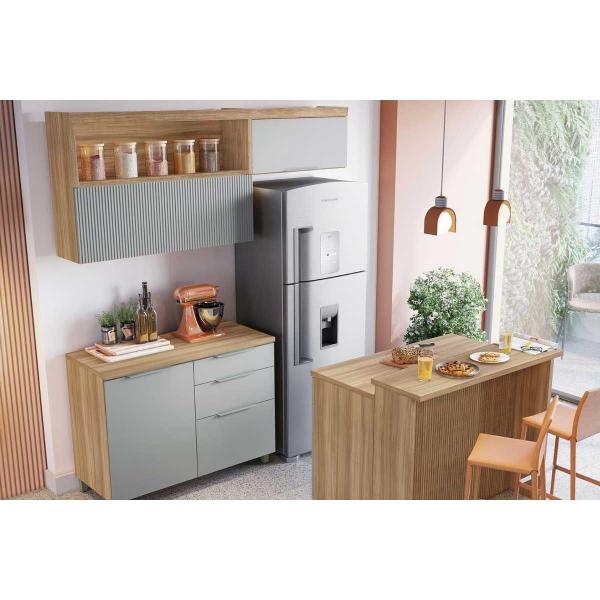 Cozinha Completa Marquesa Gourmet 5 Peças (2 Aéreos + 2 Balcões + 1 Bancada) C5P30 Nature/Verde - Nesher Imagem de Cozinha Completa Marquesa Gourmet 5 Peças (2 Aéreos + 2 Balcões + 1 Bancada) C5P30 Nature/Verde - Nesher