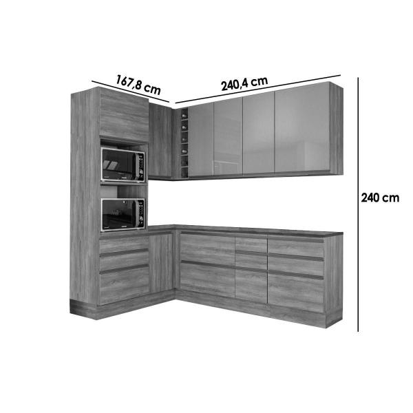 Imagem de Cozinha Completa Maxxi 10 Peças (3Aéreos+3Balcões+1Paneleiro+3Complementos) C10P34 Nogal - Kappesberg