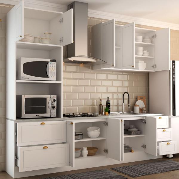 Imagem de Cozinha Completa Miami 9 Portas 5 Gavetas 100% Mdf Americana Branco - Panorama Móveis