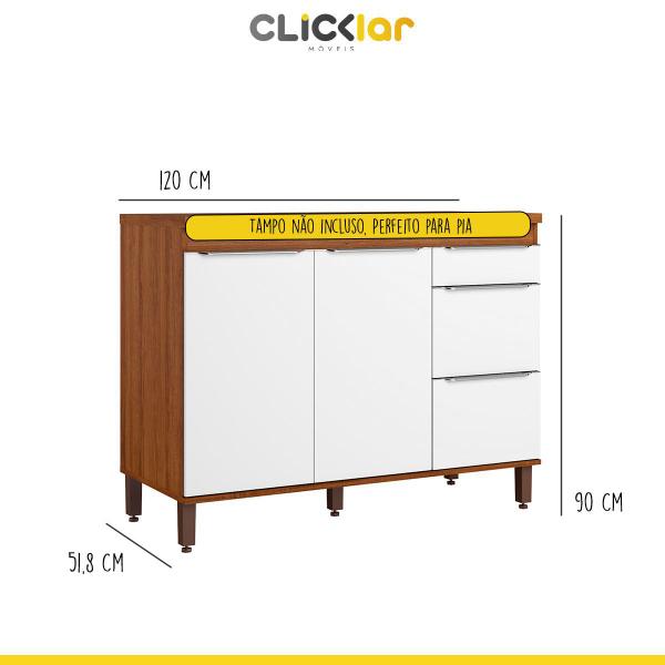 Imagem de Cozinha Completa Modulada 268 Cm 5 Peças 10 Portas 5 Gv MDP Mel Branco - ClickLar