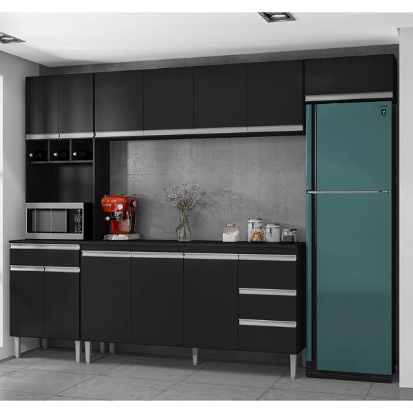 Imagem de Cozinha Completa Modulada 4 Peças Andréia 280 cm Preto 1860 AJL Móveis