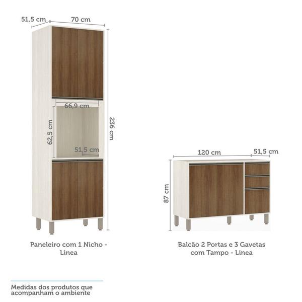 Imagem de Cozinha Completa Modulada 4 Peças com Nicho Microondas, Armários e Balcões Linea Luciane Móveis