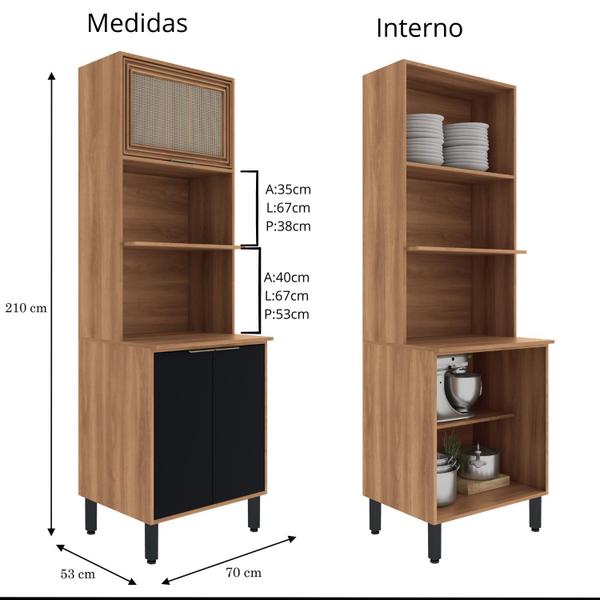 Imagem de Cozinha Completa Modulada  4 Peças Vicenzi Nogal Preto - ALJ M