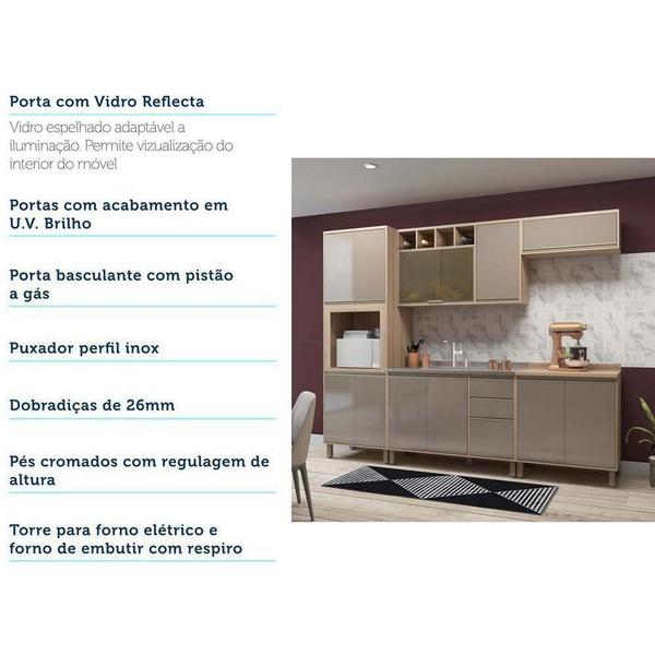 Imagem de Cozinha Completa Modulada 5 Peças com Torre Microondas Armário e Balcão Mel Luciane Móveis